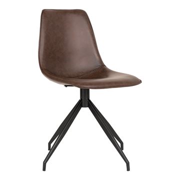 Matbordsstol modell Monaco i PU med snurrfot, mörkbrun med svarta ben.