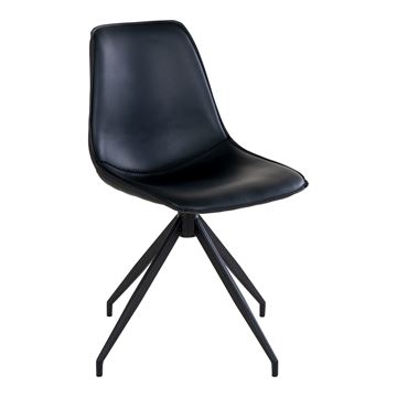 Matbordsstol modell Monaco i PU med snurrfot, svart med svarta ben.