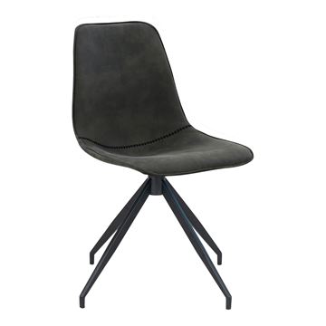 Matbordsstol modell Monaco i mikrofiber med snurrfot, grå med svarta ben.