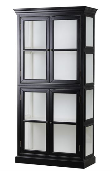Vitrinskåp 200x100x40 cm svart/vitt - 2-delat vitrinskåp